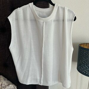 White Sleeveless Knit Muscle Tee
